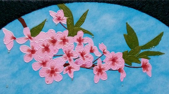 Sakura Soul - pink cherry blossom; large semi abstract painting