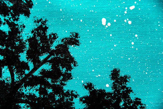 Turquoise night – moonlit forest