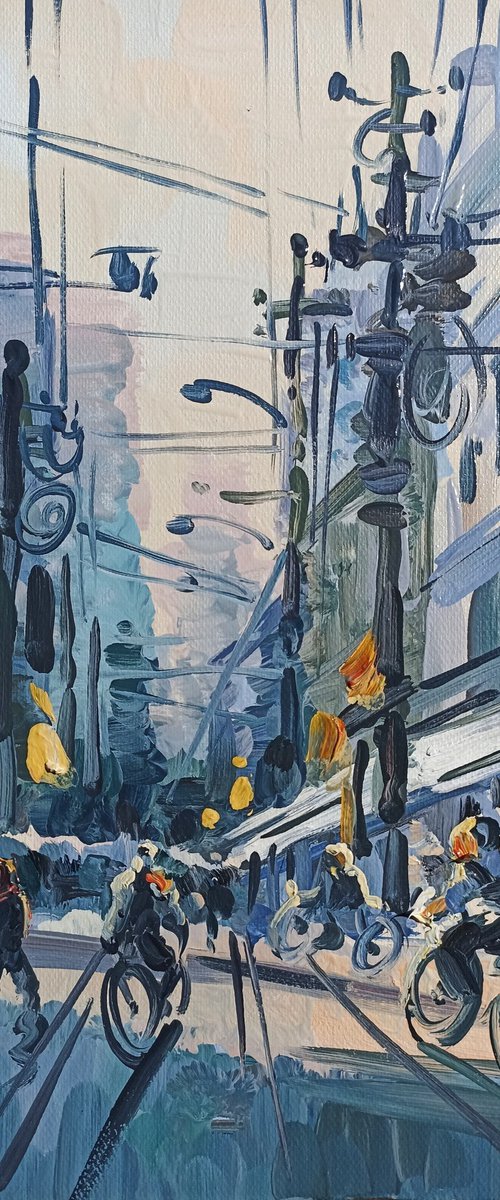 Modern cityscape - 4 (20x30cm, oil painting, ready to hang) by Narek Qochunc