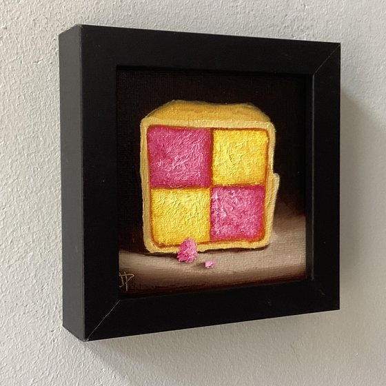 Little Battenberg cake slice