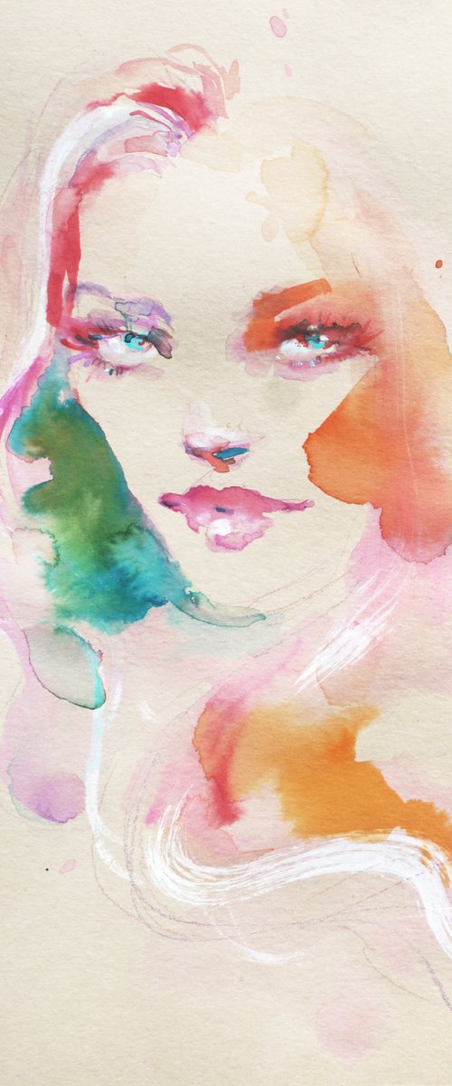 Inner Glow, Watercolor Portrait by ESylvia