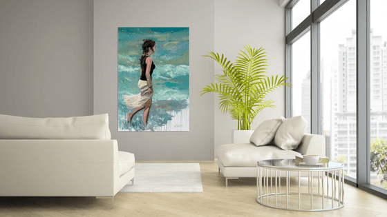 OFFER! Roxanne by the seashore IV (L'une 49) 54 x 37 in.