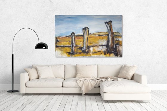 Sluice At The Sea - Large Landscape Painting XL 135 x 85 cm