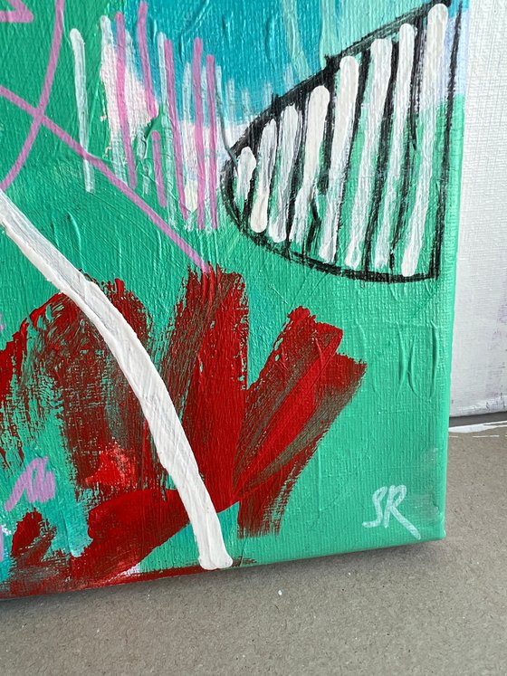 Red and teal abstract