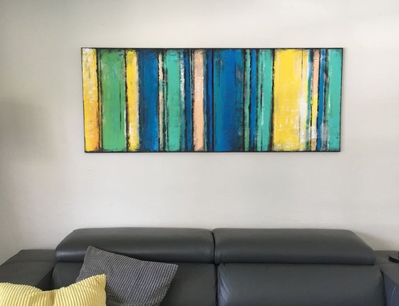 Stripe 10 60x24" XL 153x61cm Abstract Modern Bo Kravchenko