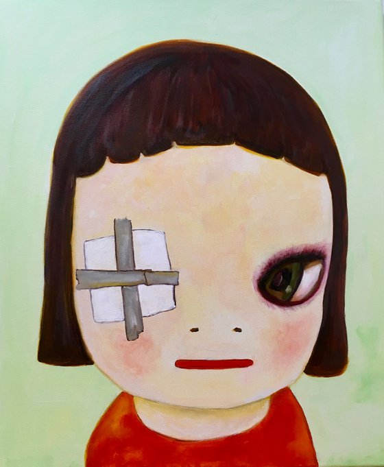 Studying Yoshitomo Nara portraits, The girl with a  eye patch