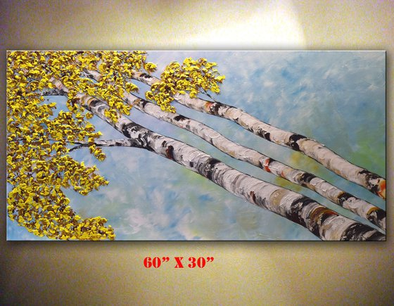 Birches - Large Birch Tree Painting 60" x 30"