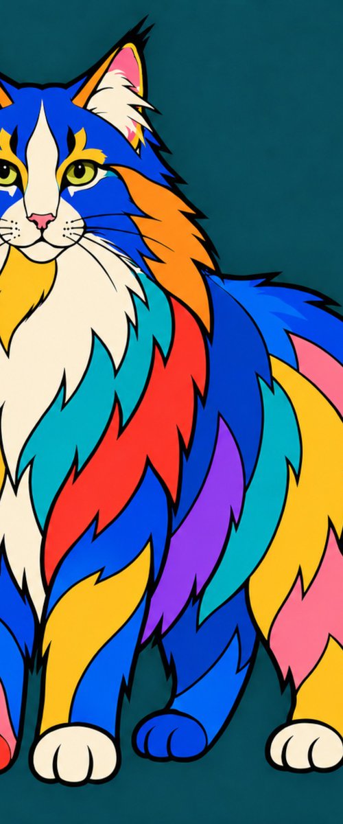 Colorful Norwegian Forest Cat #17 by Marina Krylova