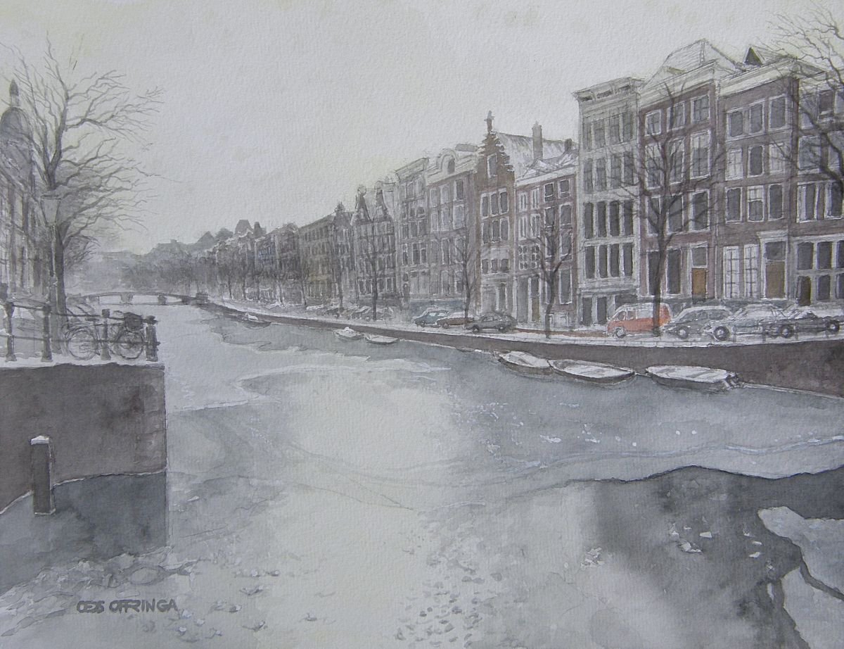 In the direction of the Leidsestraat, Amsterdam. by Oeds Offringa