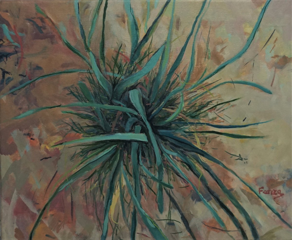 Impressionistic Botanical Oil Painting By Amaya Fernandez Fariza, 18 X 15, Planta En La Duna, Original Artwork