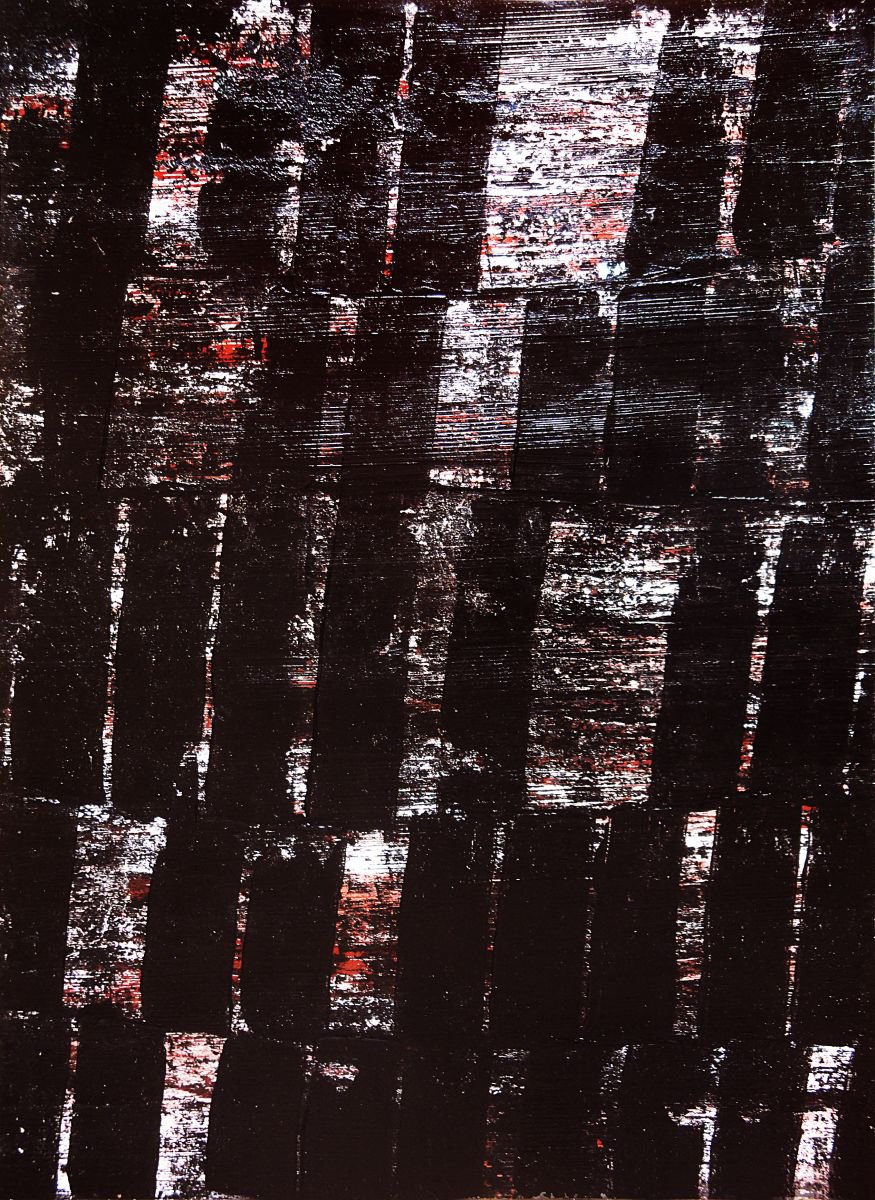 Geometric Abstract Acrylic Painting By Nicolas Jolly, 20 X 28", Origine #5, Original Artwork