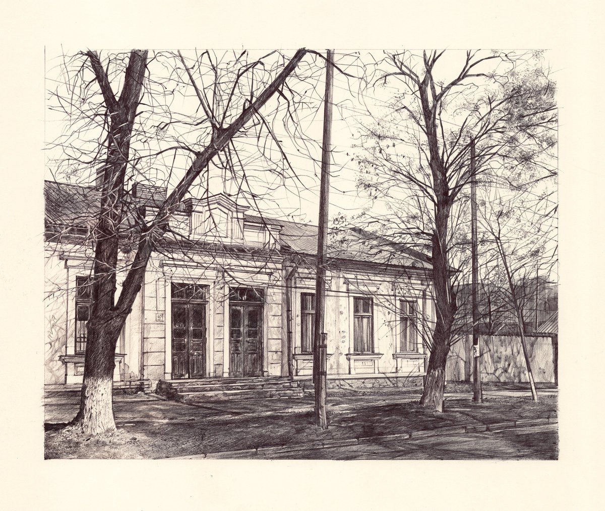 Photorealistic Cityscapes Drawing By Daria Maier, 12 X 10, City History, Original Artwork