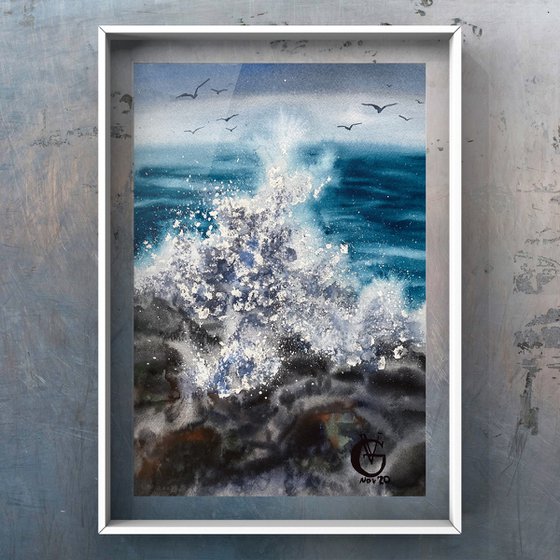 WAVES -  set of 3 paintings