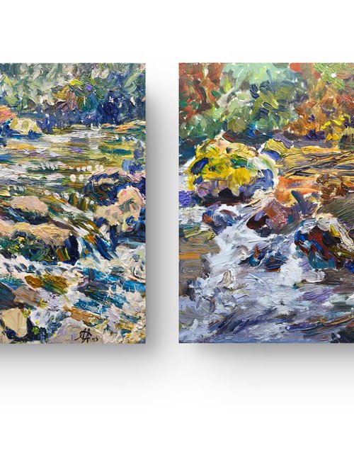 Mountain River Charnali, Georgia – Diptych by Anastasiia Aguf