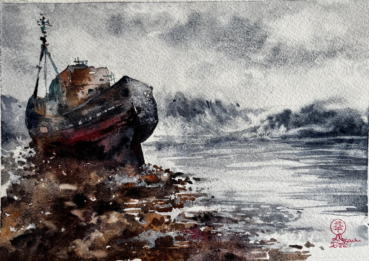 Sketches of Scotland#14/Corpach Shipwreck by Larissa Rogacheva