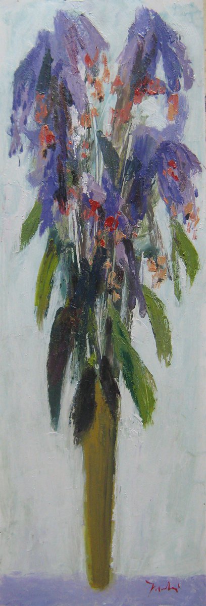 Purple and red flowers in a vase KIP-29, Author: Mato Jurkovic, academic painter by Mato Jurkovic