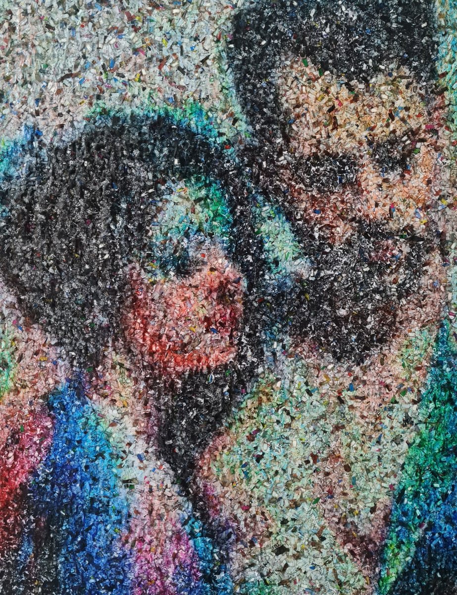 Impressionistic Portrait Collage By Alessio Mazzarulli, 26 X 33, Adults Should Love - 06 (N.660), Original Artwork