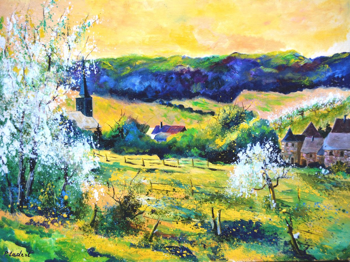 A Village In My Countryside In Spring By Pol Henry Ledent, 39 X 31, Artwork For Sale On Artfinder