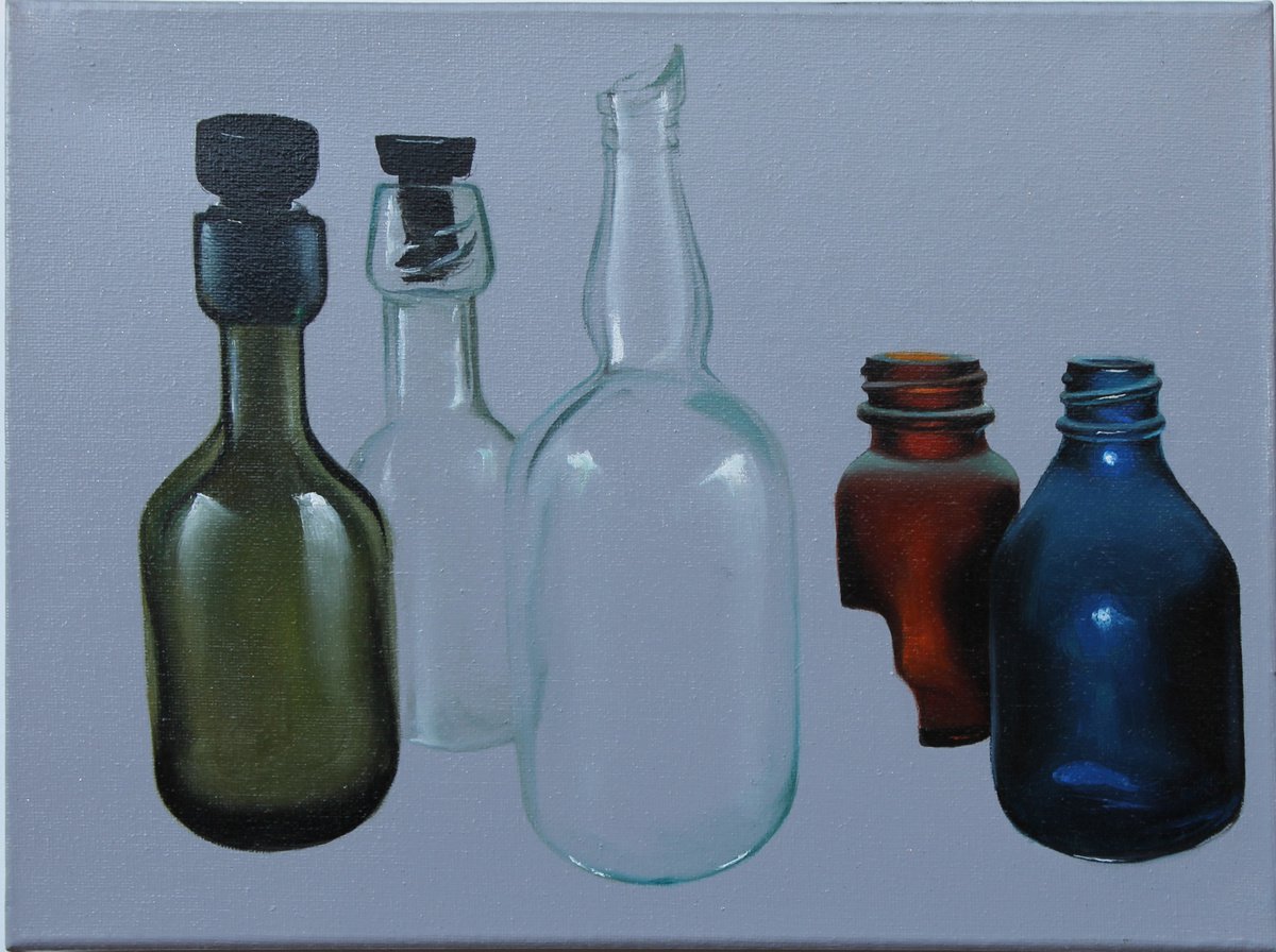 Photorealistic Still Life Oil Painting By Nicoletta Bagatti, 14 X 10", Carezze Di Vetro 48, Original Artwork