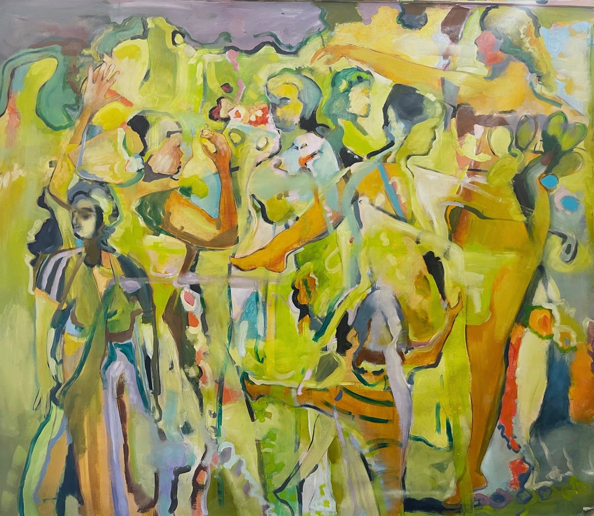 Abstract Portrait Oil Painting By Romuald Mulk Musiolik, 87 X 75", Persefonas Stunts, Original Artwork