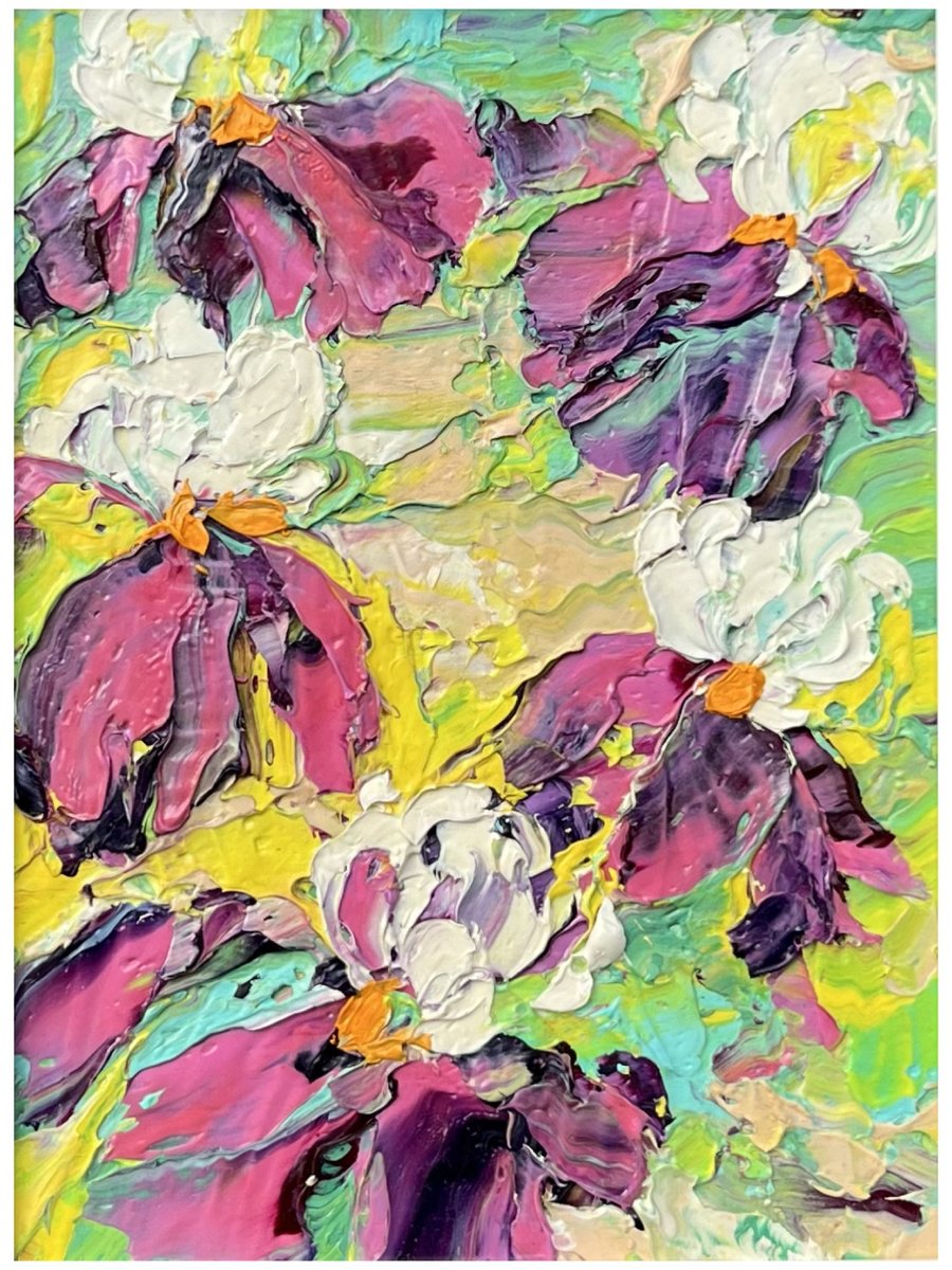 Abstract Botanical Oil Painting By Svitlana Andriichenko, 7 X 9", Carefree Joy, Original Artwork