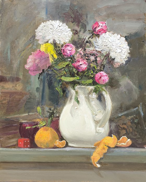 Flowers in a White Jug