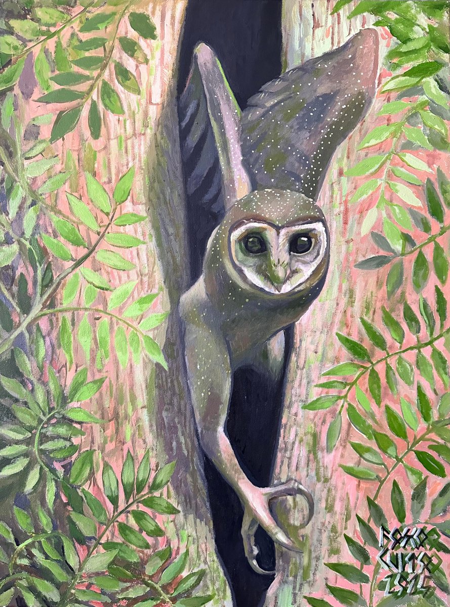 Surrealistic Animal Oil Painting By Fosco Culto, 24 X 31, Forest Angel, Original Artwork
