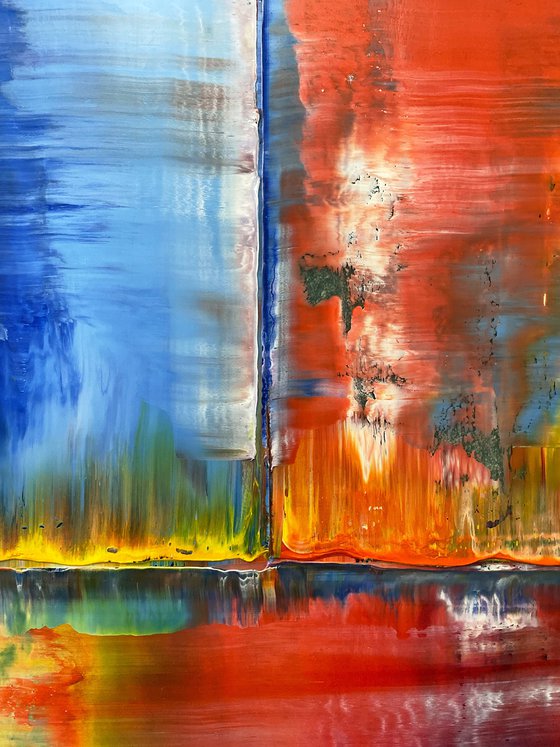 "Birds Of A Feather" - Save As A Series - Original PMS Abstract Diptych Oil Paintings On Plexiglass, Framed - 52" x 26"