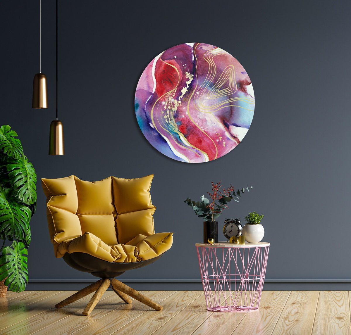 Abstract Acrylic Painting By Milena Gaytandzhieva, 28 X 28", Gold Accents, Original Artwork