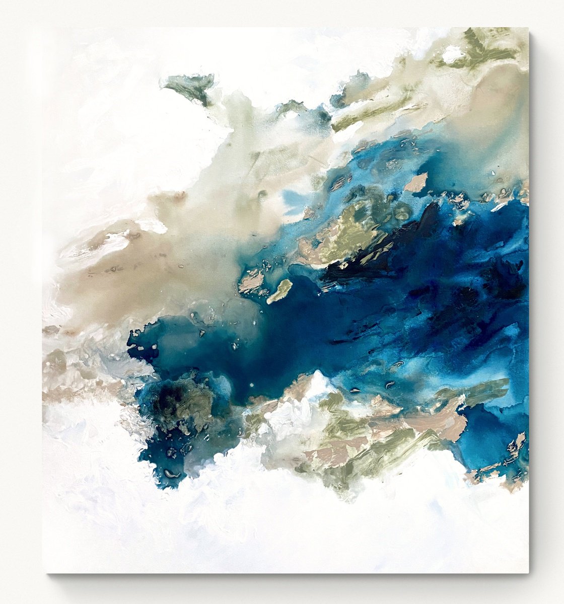 Abstract Acrylic Painting By Cristina Dalla Valentina, 35 X 39, Winter By The Sea 3, Original Artwork