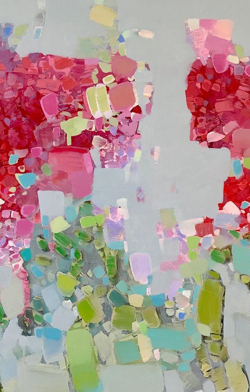 Lilacs in Abstract, Flowers oil painting, One of a kind, Handmade artwork, Ready to hang by Vahe Yeremyan