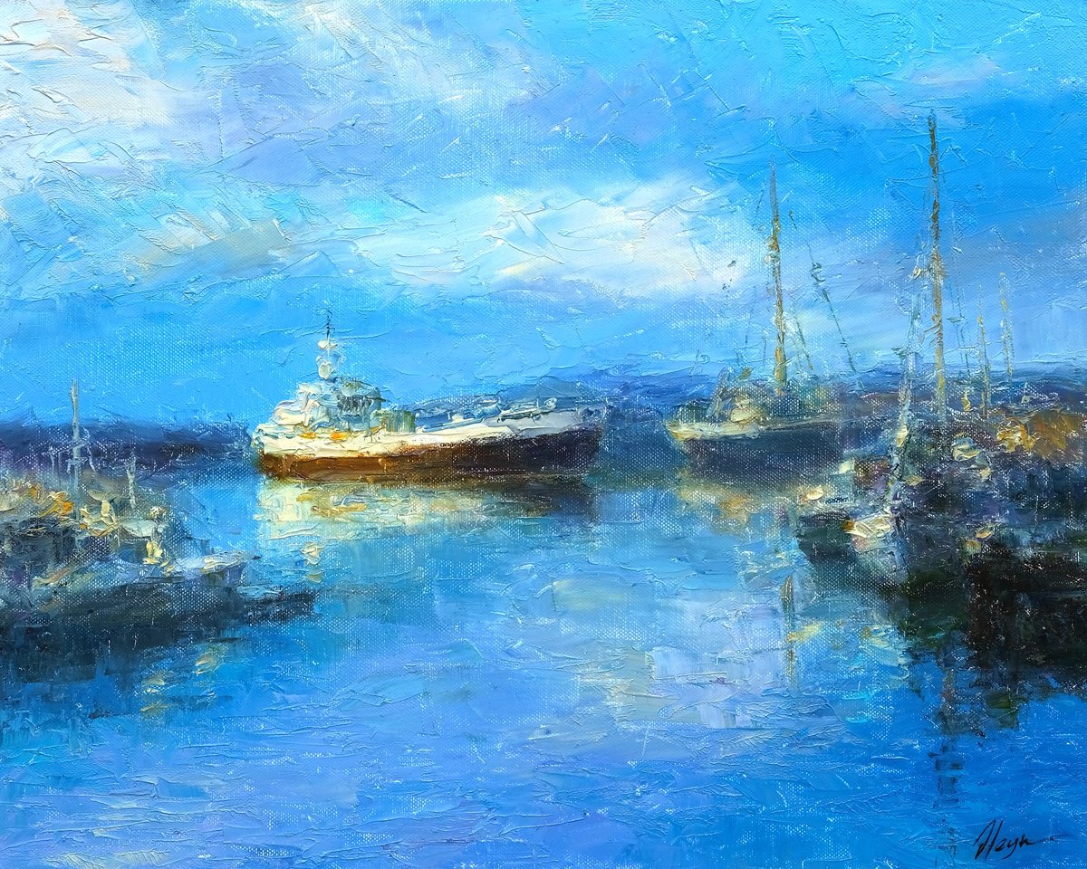 Impressionistic Landscape Oil Painting By Dmitry Oleyn, 20 X 16, Evening, Original Artwork