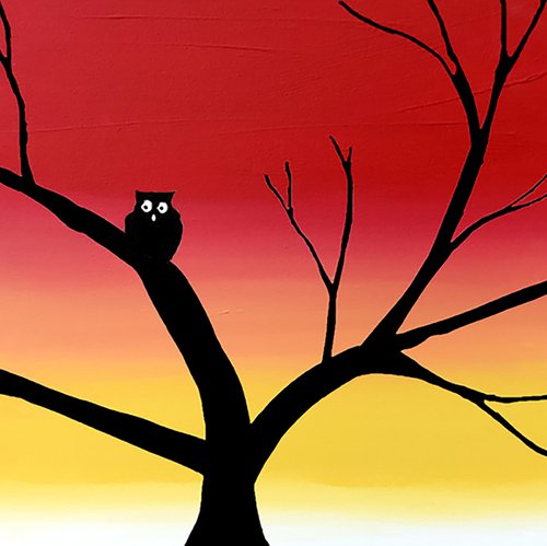 The Owl and the Pussycat 3 panel wall abstract by Stuart Wright