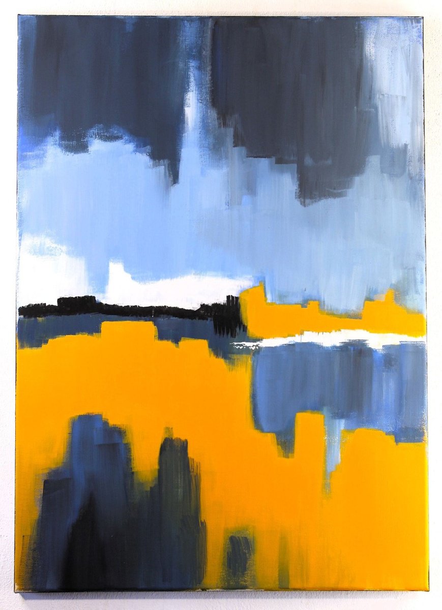 Abstract Acrylic Painting By Alessandro Butera, 20 X 28, Sicilian Abstract Sunset, Original Artwork