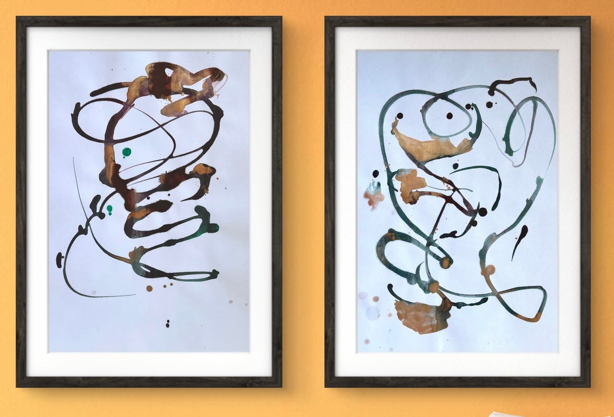 Abstract Watercolour , Abstract Signatures And Lines By Yuliia Sharapova, 31 X 20, Artwork For Sale On Artfinder