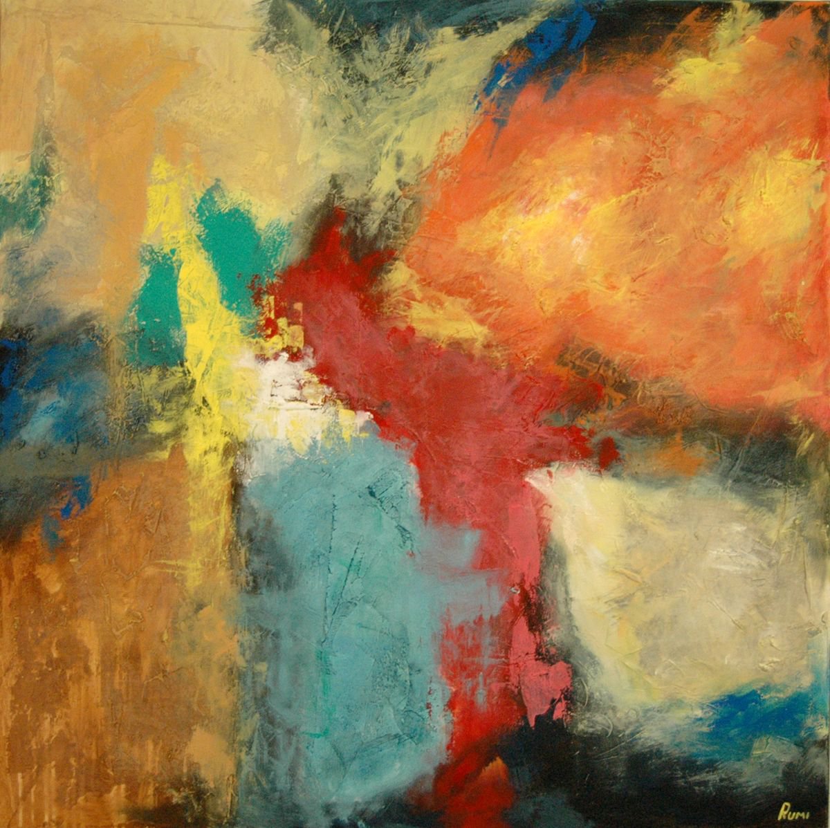 Tomorrow’s Hope. Large acrylic abstract. 100 x 100 cm. by Rumen Spasov