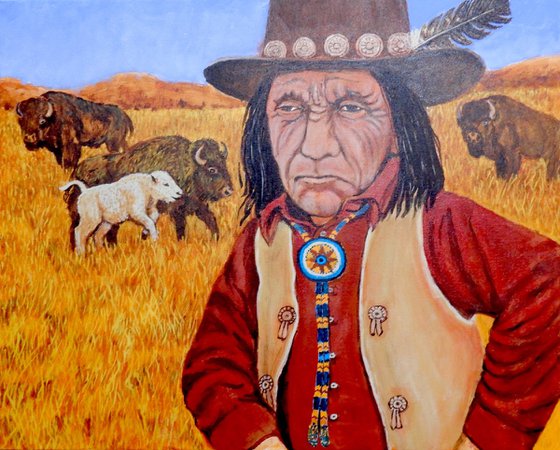 Portrait of Lakota Ceremonialist John Fire Lame Deer