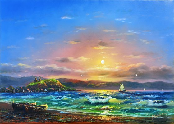 Lake Sevan (60x90cm, oil painting)