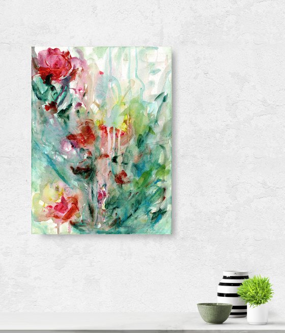 Floral Lullaby 39 - Flower Oil Painting by Kathy Morton Stanion