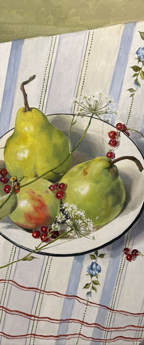 Blue Symphony on the Kitchen Table by Elvira Sultanova