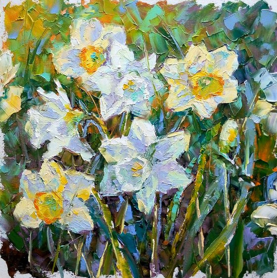 Original oil painting Daffodils