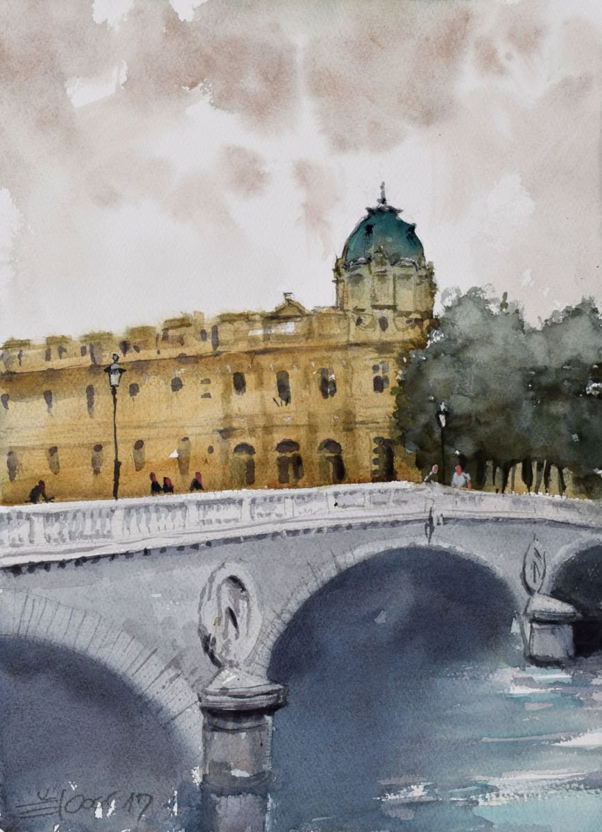 Pont au change, Paris by Goran Zigolic Watercolors
