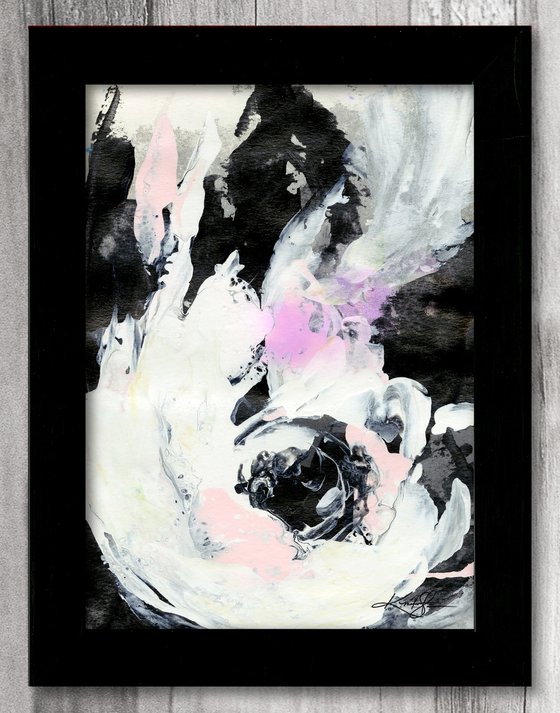 Midnight Blooms 9 - Framed Floral Painting by Kathy Morton Stanion