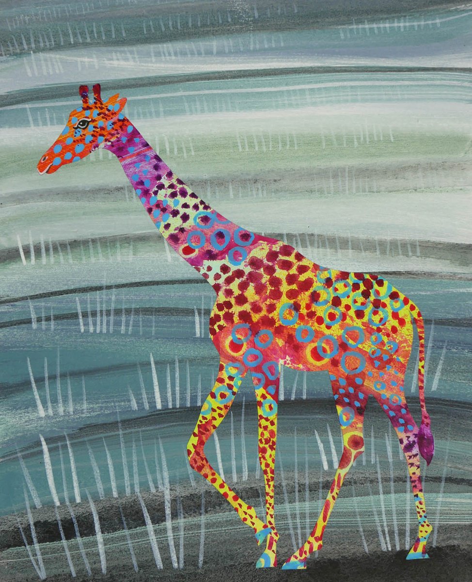 Animal Painting By Rebecca Vincent, 7 X 10", Paintbox Giraffe, Original Artwork