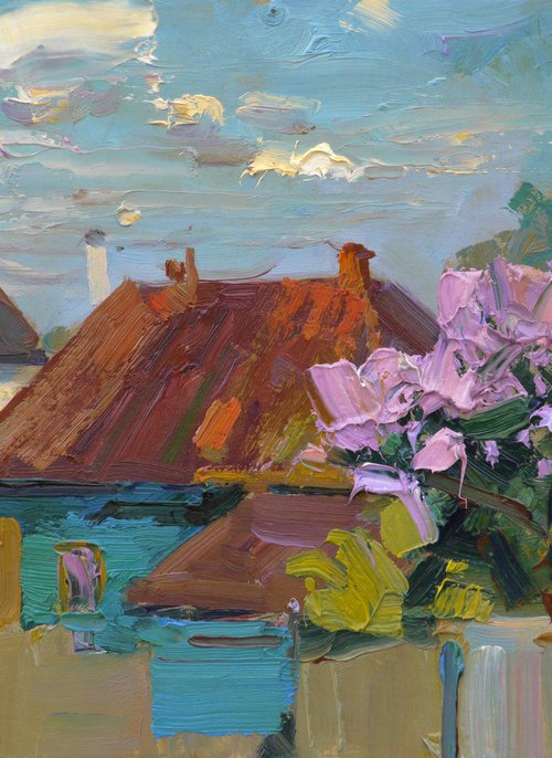 Roofs and lilacs by Victor Onyshchenko