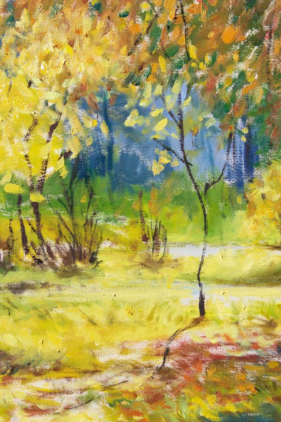 Autumn Park Impression Milan Italy Landscape 50x70cm