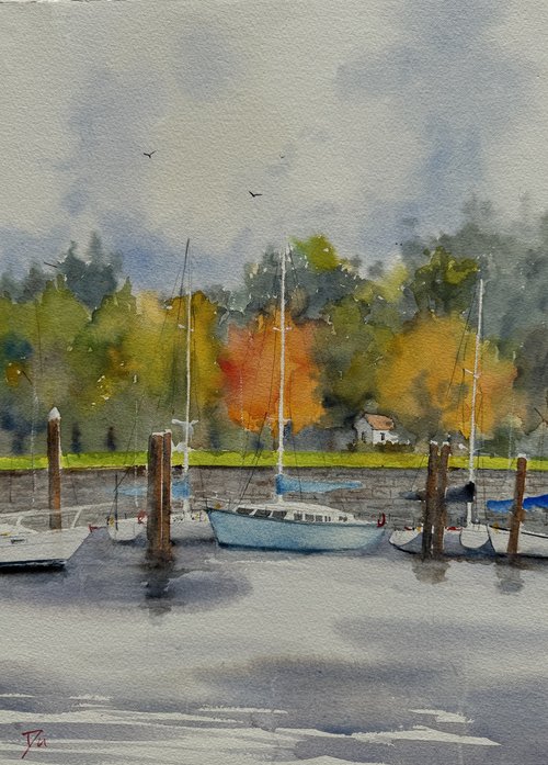 The blue boat at Stanley park by Shelly Du