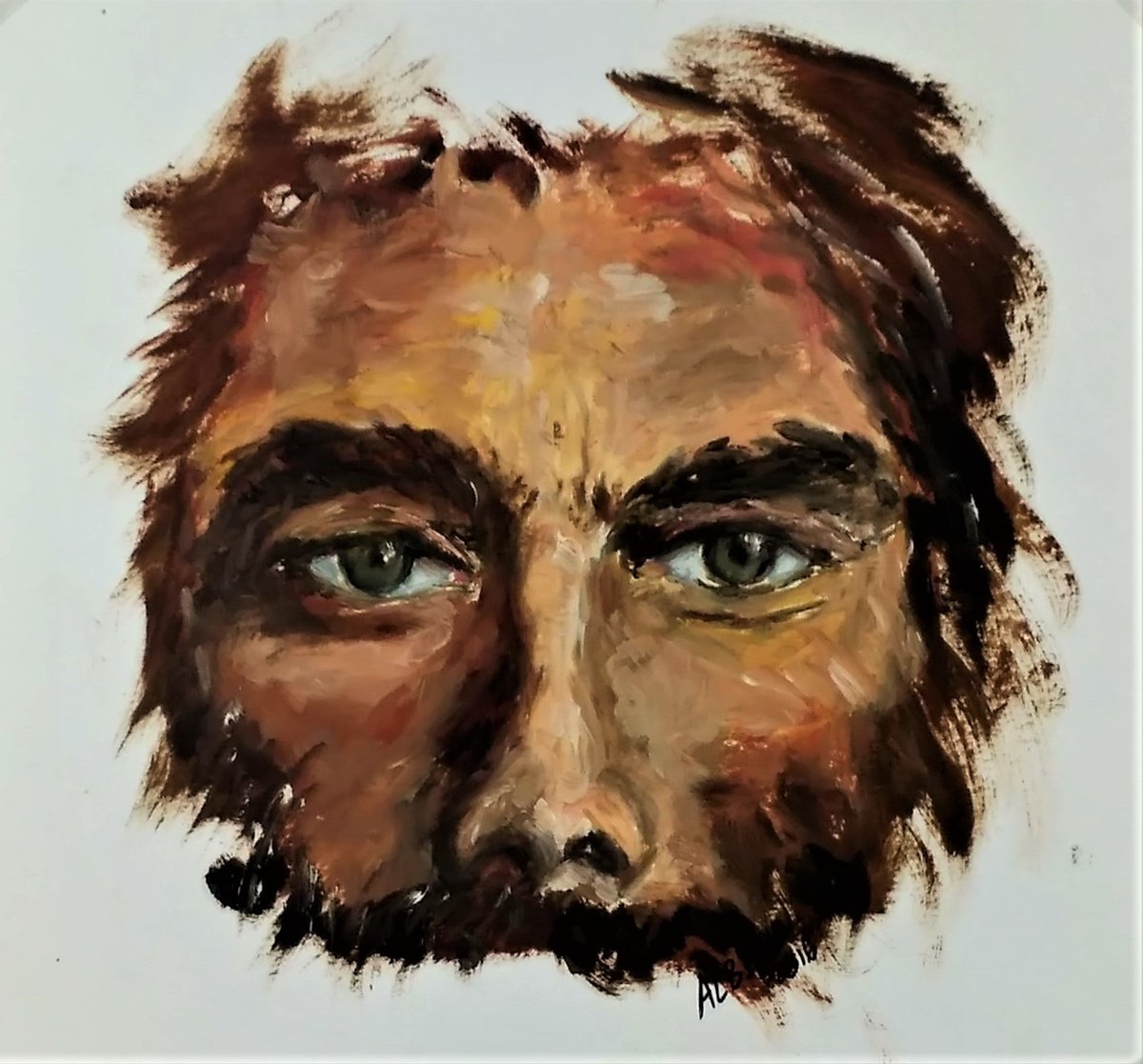 Impressionistic Portrait Oil Painting By Albina Urbanek, 11 X 11, Look, Original Artwork