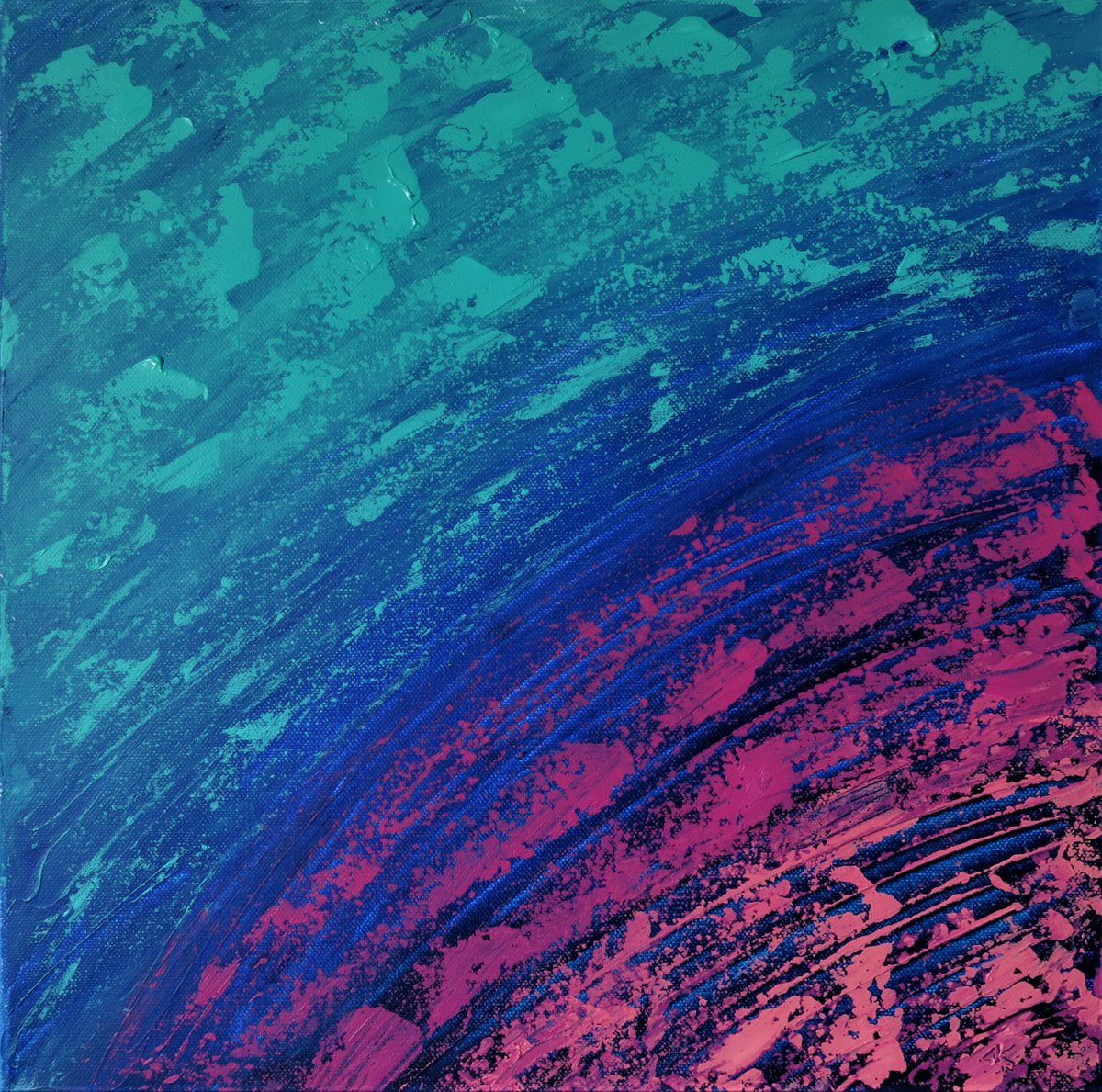 Abstract Acrylic Painting By Denys Kuvaiev, 16 X 16, Is There Life On Mars?, Original Artwork