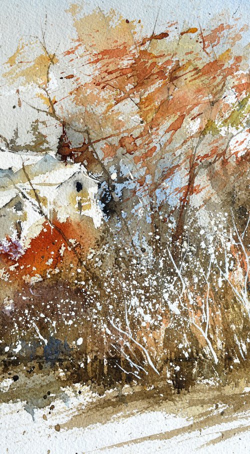 autumn landscape-watercolor by Pol Henry Ledent
